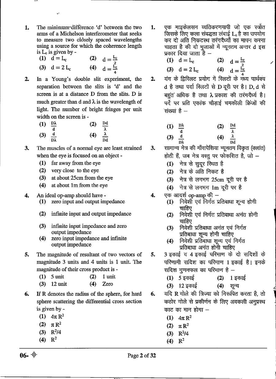 RPSC School Lecturer (School Edu.) 2022 Physics Paper-II question paper page 1 scan, showing exam instructions for candidates and paper header details.