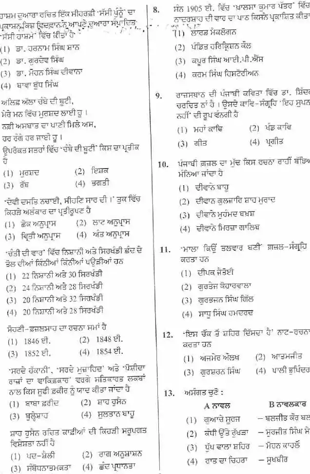 RPSC School Lecturer (School Edu.) 2018 Paper-II Punjabi question paper page 1 scan PDF download, featuring exam header and instructions for candidates.
