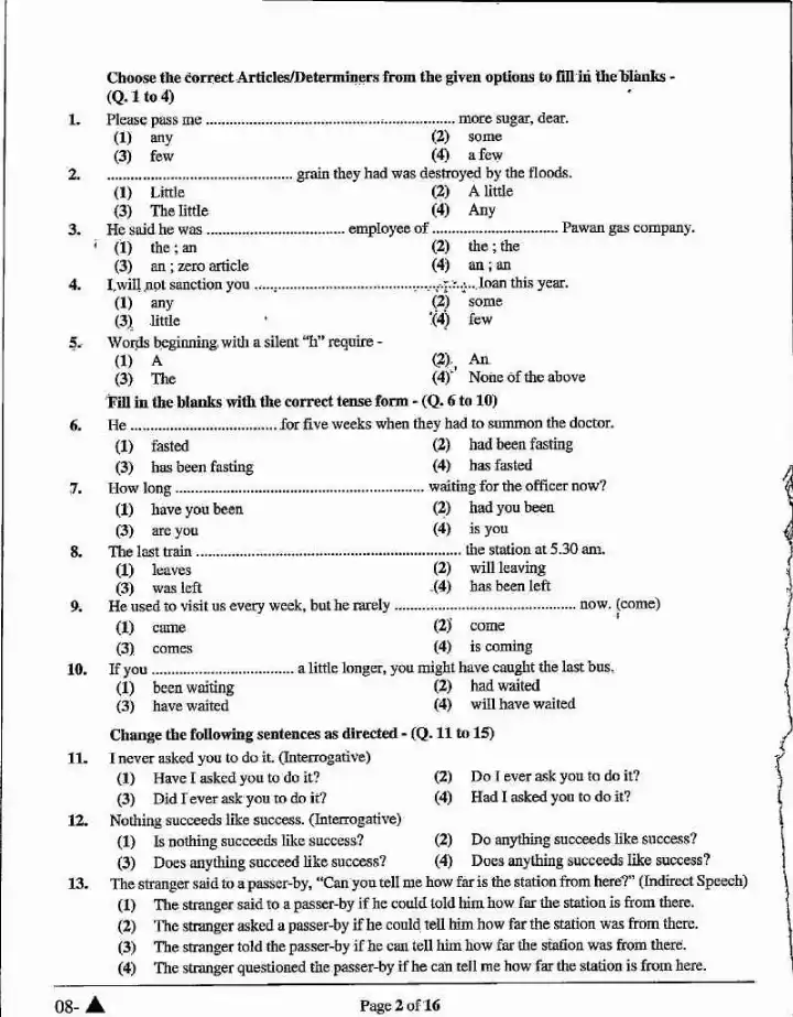 RPSC School Lecturer (School Edu.) 2022 Paper-II English question paper page 1 scan, showing exam instructions and header details. PDF download available.
