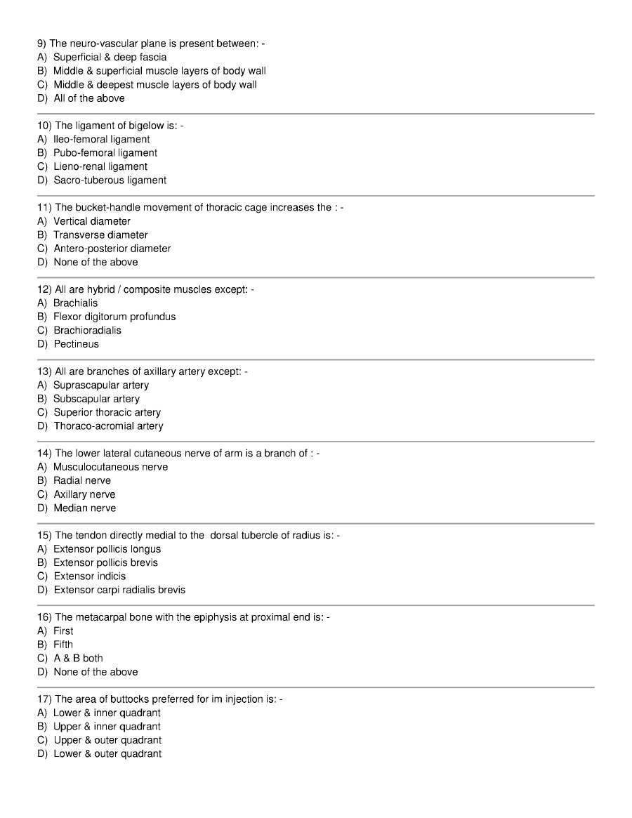 RPSC Senior Demonstrator Anatomy 2015 question paper page 1 instructions and exam header scan PDF download