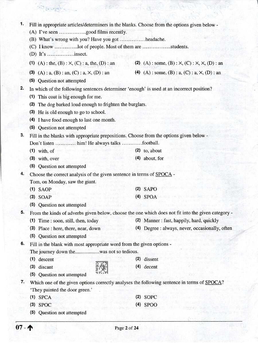 RPSC Senior Teacher Secondary Education Competitive Examination 2024 Paper II English question paper page 1 instructions scan PDF download