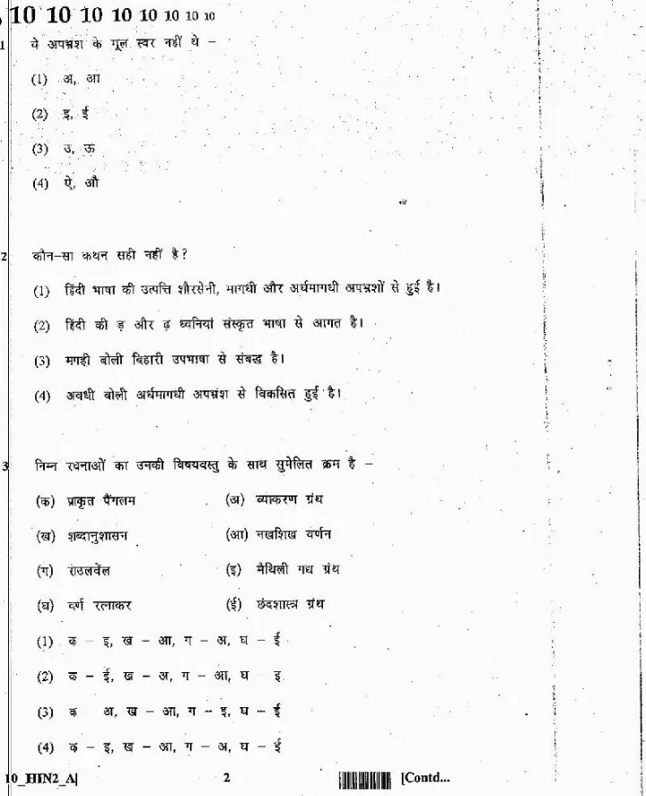 RPSC SET 2012 Hindi Paper II question paper page 1 instructions scan PDF download