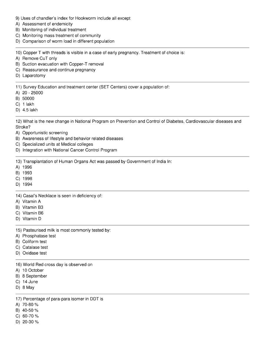 RPSC Sr. Demonstrator 2015 Community Medicine question paper page 1 scan PDF download, featuring subject header and initial objective questions.