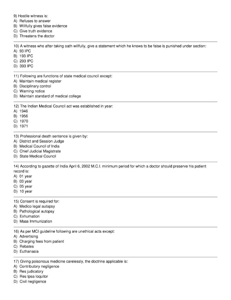 RPSC Sr. Demonstrator 2015 Forensic Medicine question paper page 1 scan PDF download, showing exam header and objective questions.