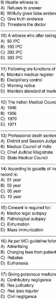 RPSC Sr. Demonstrator 2015 Forensic Medicine question paper page 1 scan PDF download, showing exam header and objective questions.