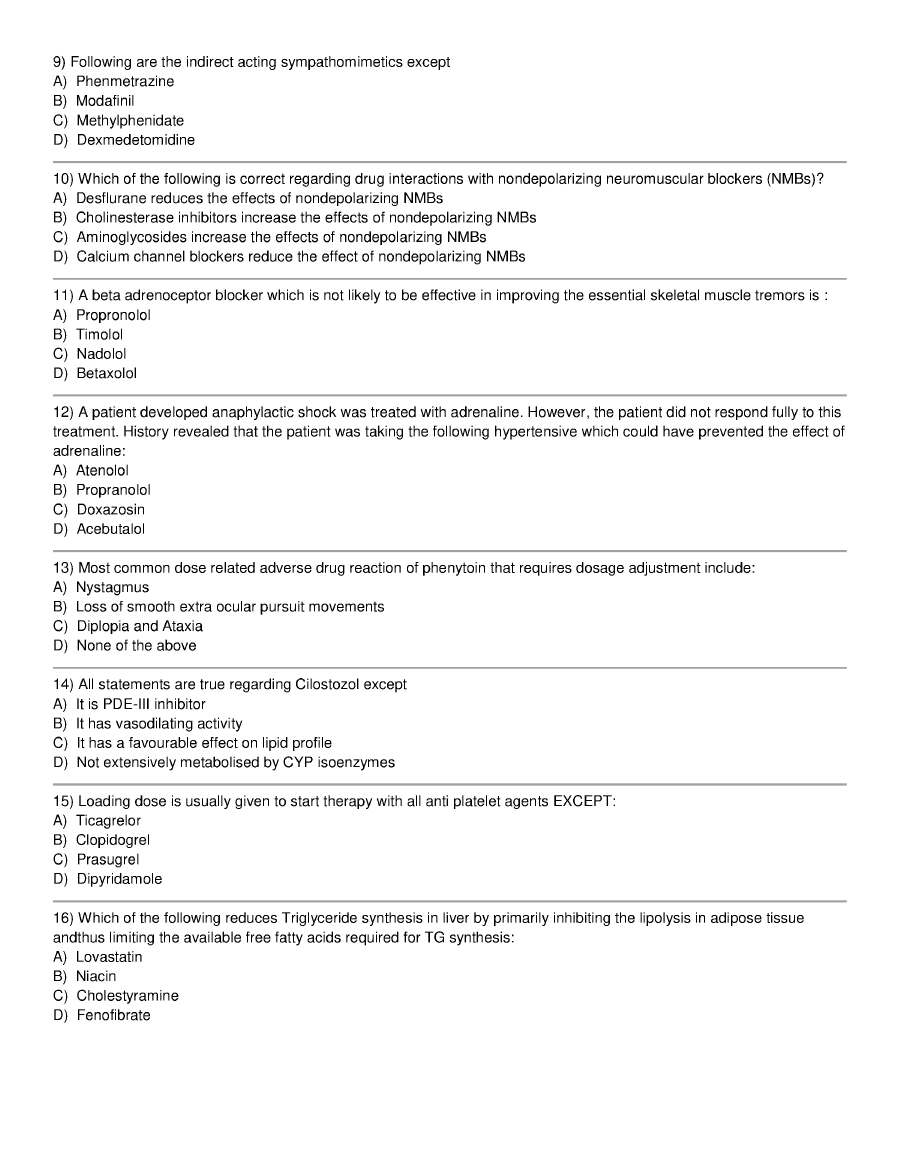 RPSC Sr. Demonstrator 2015 Pharmacology question paper page 1 instructions scan PDF download