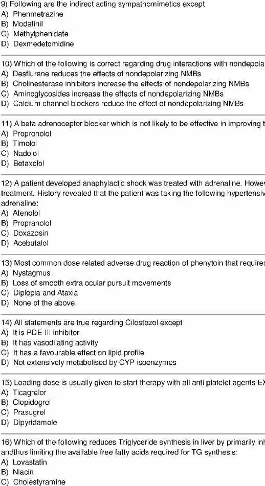 RPSC Sr. Demonstrator 2015 Pharmacology question paper page 1 instructions scan PDF download