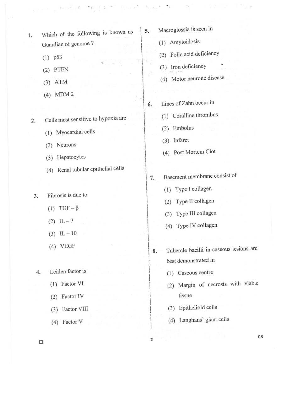 RPSC Sr. Demonstrator Pathology 2020 question paper page 1 scan showing exam header and instructions for candidates. PDF download available.
