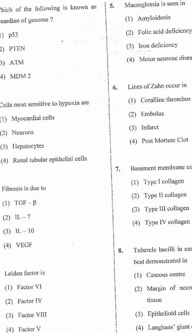RPSC Sr. Demonstrator Pathology 2020 question paper page 1 scan showing exam header and instructions for candidates. PDF download available.