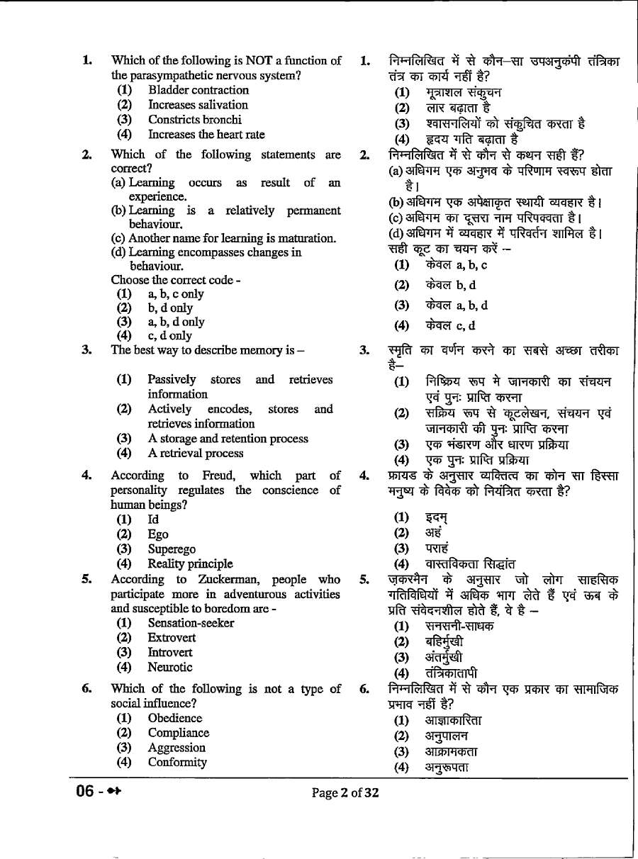 RPSC Sr. Scientific Officer 2021 Polygraph Division question paper page 1 instructions scan PDF download