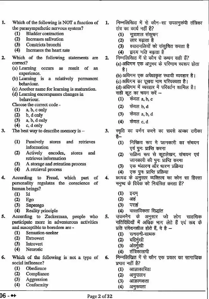RPSC Sr. Scientific Officer 2021 Polygraph Division question paper page 1 instructions scan PDF download