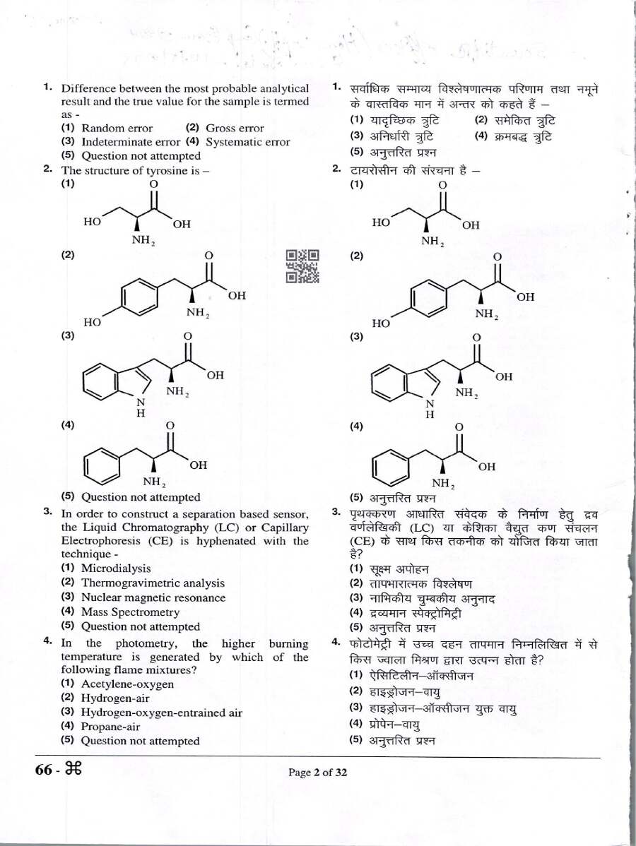 RPSC Sr. Scientific Officer 2024 Narcotics Division question paper page 1 instructions scan PDF download