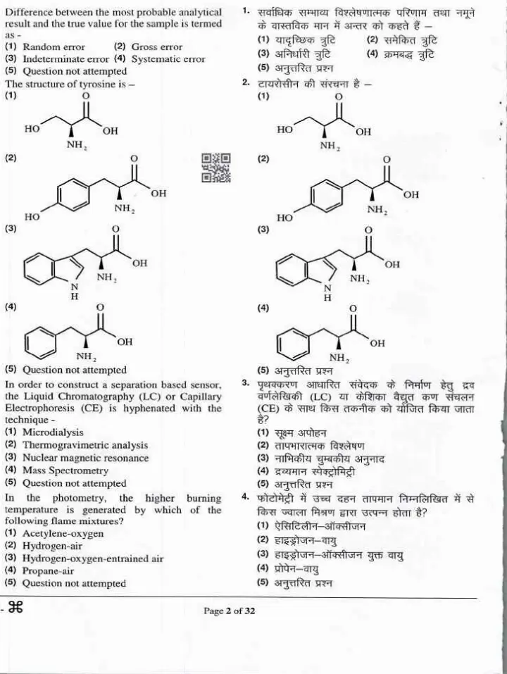 RPSC Sr. Scientific Officer 2024 Narcotics Division question paper page 1 instructions scan PDF download