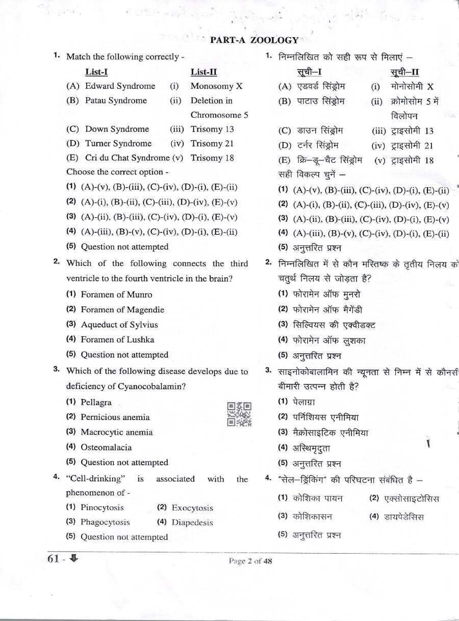 RPSC Sr. Scientific Officer Home Deptt. Comp. Exam 2024 Biology Division question paper page 1 instructions scan PDF download