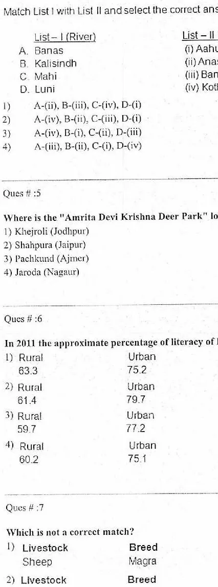 RPSC Sr. Teacher GR II 2011 GK and Edu Psychology question paper page 1 scan PDF download