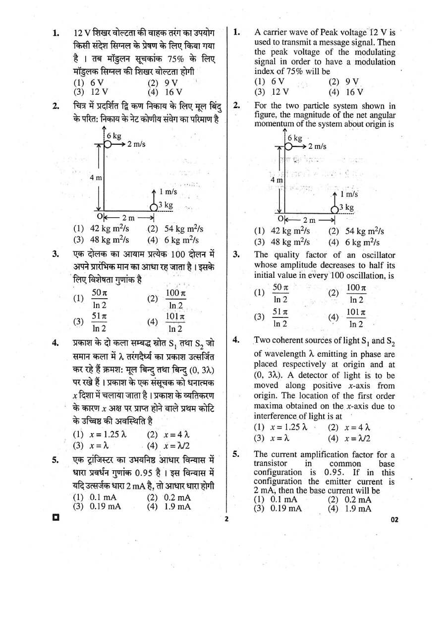 RPSC Sr. Teacher Sanskrit Edu. 2018 Science Paper-II question paper page 1 instructions scan PDF download