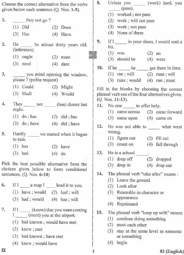 RPSC Sr. Teacher Gr II (TSP) 2018 English Paper II question paper page 1 scan PDF download, exam header, booklet number, marks, time, candidate instructions