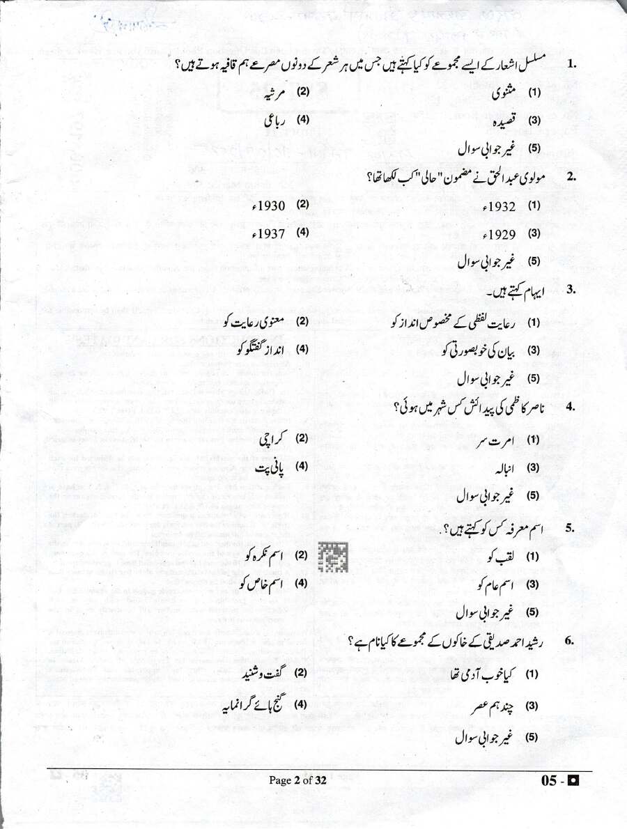 RPSC Senior Teacher Urdu Paper-II 2024 question paper page 1 scan showing exam instructions, header details, and paper code. PDF download available.