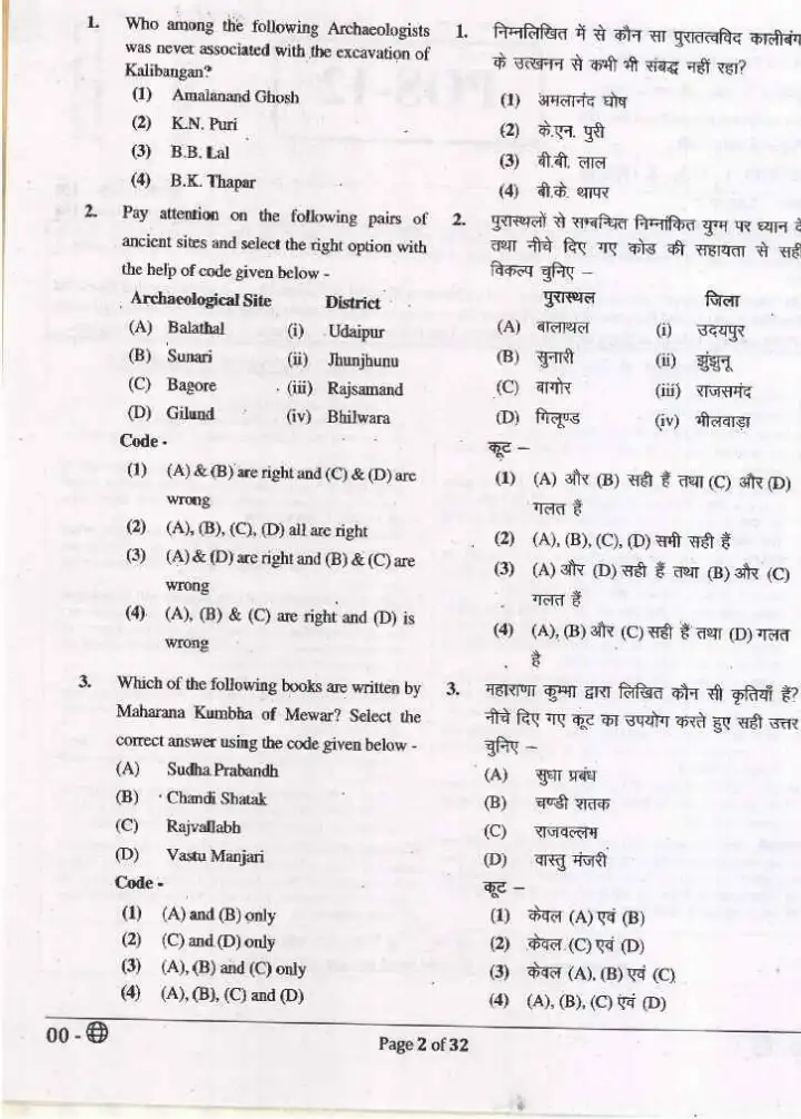RPSC Statistical Officer 2021 G.K. & Others question paper page 1 instructions scan PDF download