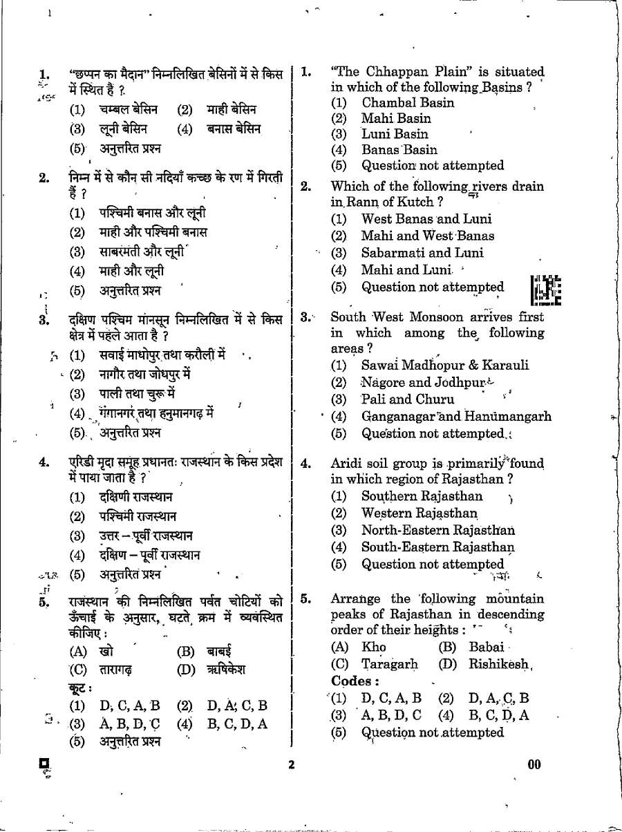 RPSC Statistical Officer 2023 General Knowledge question paper page 1 instructions scan PDF download