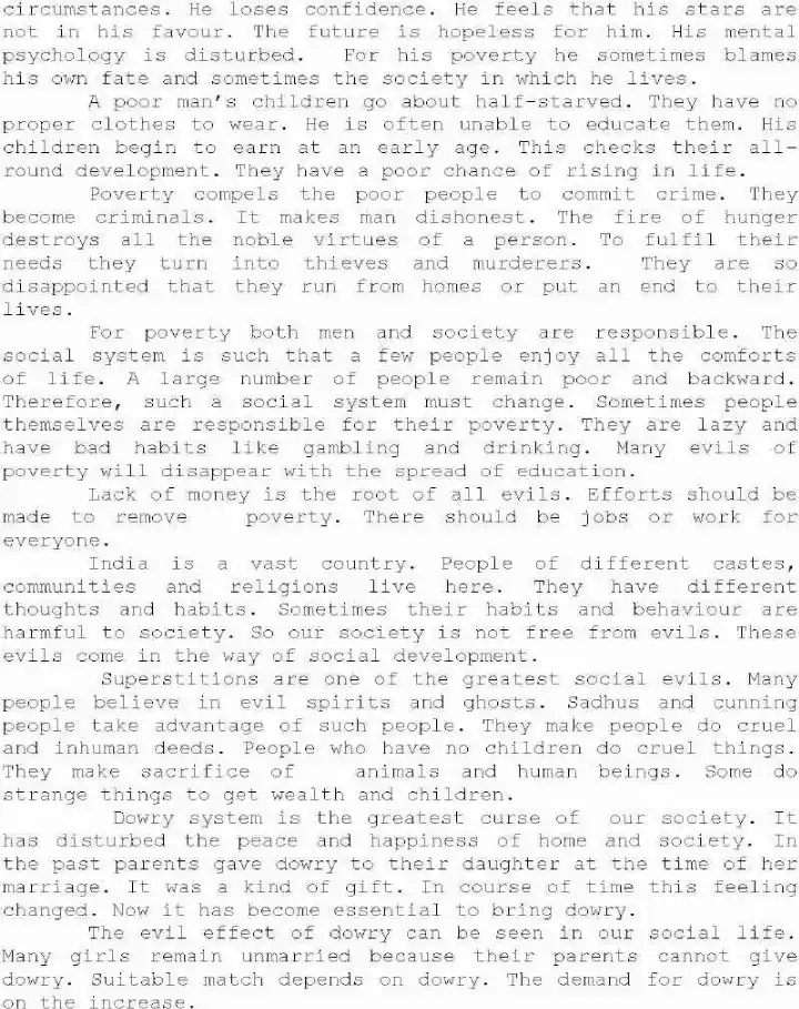 RPSC Stenographer Exam 2011 English Stenography Paper page 1 scan, showing exam header and introductory text on unemployment and poverty. PDF download.