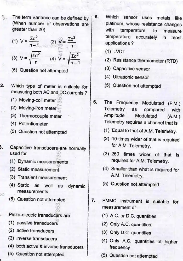 RPSC Vice Principal ITI 2024 Electronics and Communication Engineering question paper page 1 instructions scan PDF download