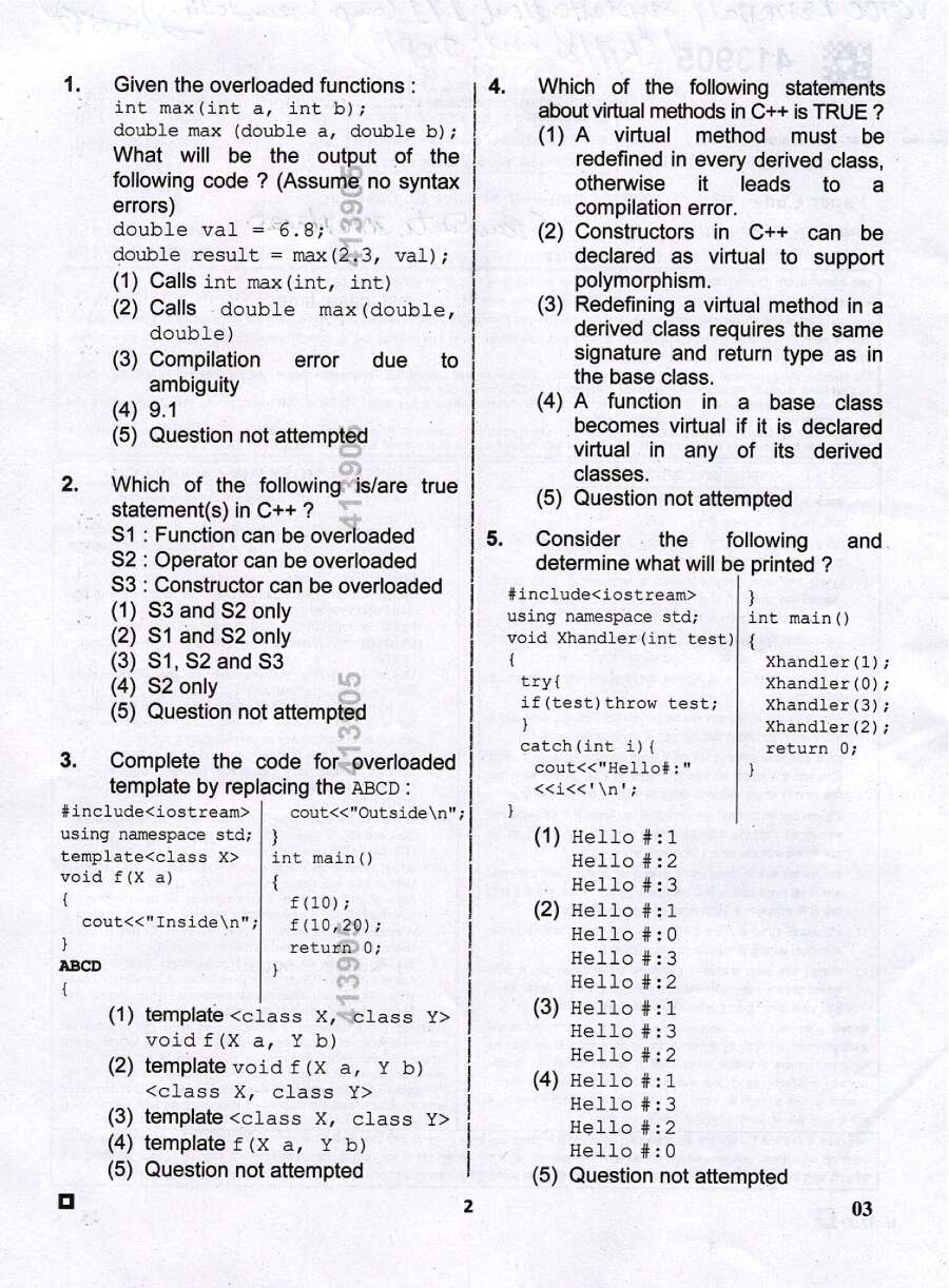 RPSC Vice Principal ITI 2024 Computer Science Engineering question paper page 1 instructions scan PDF download