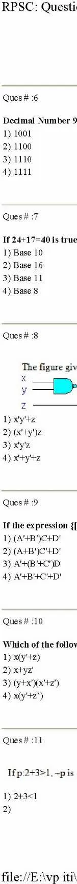 RPSC VPITI 2012 Information Technology question paper page 1 instructions scan PDF download