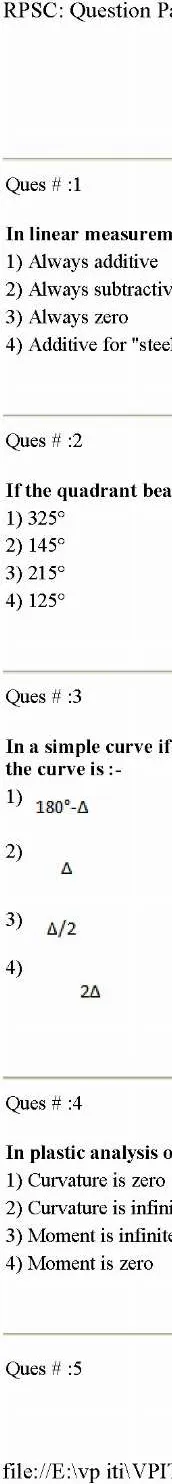 RPSC VPITI Mechanical Engineering 2012 question paper page 1 instructions and exam header scan PDF download