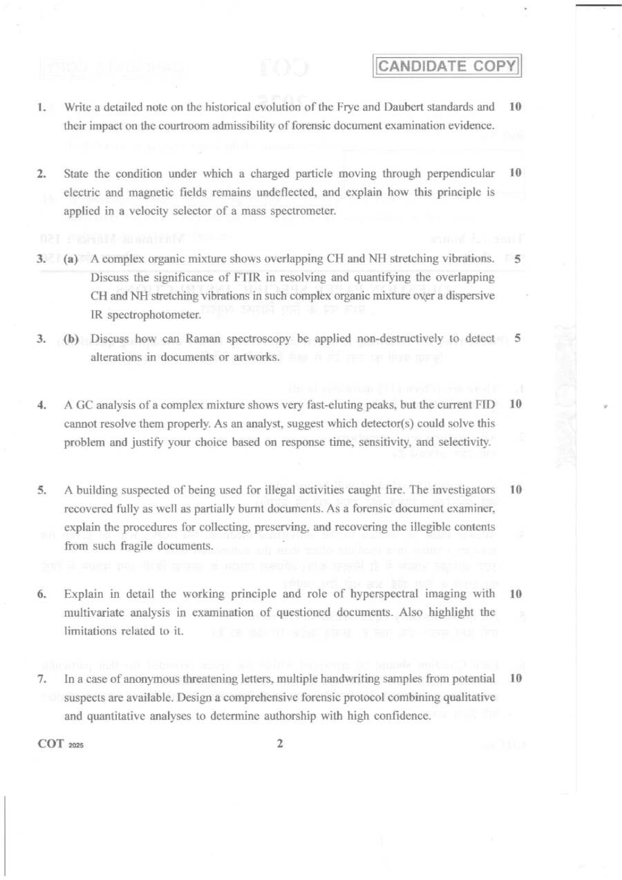 Haryana government Senior Scientific Officer Documents 2025 question paper page 1 with exam metadata, duration, marks, languages