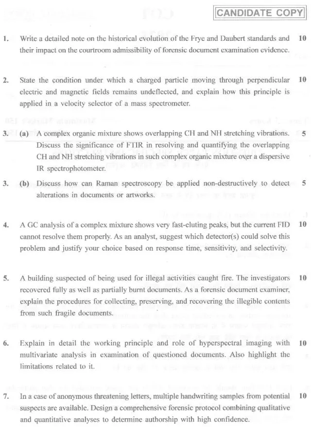 Haryana government Senior Scientific Officer Documents 2025 question paper page 1 with exam metadata, duration, marks, languages