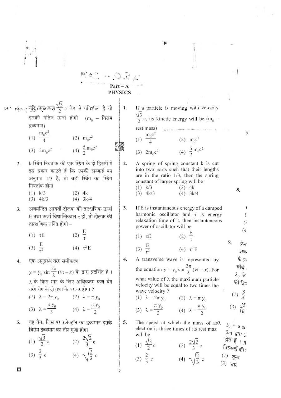 Sr. Scientific Officer 2019 Ballistic Division question paper page 1 instructions scan PDF download