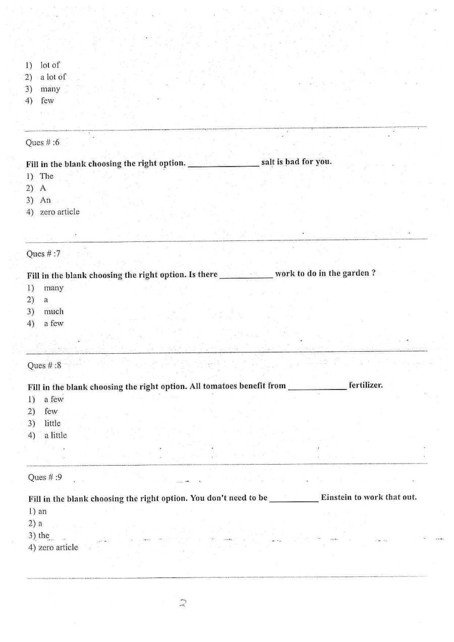 RPSC Sr. Teacher GR II 2011 English question paper page 1 instructions scan PDF download