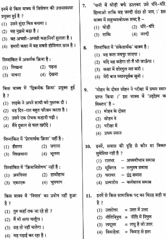 RPSC Sr. Teacher Gr II Hindi 2018 question paper page 1 instructions scan PDF download
