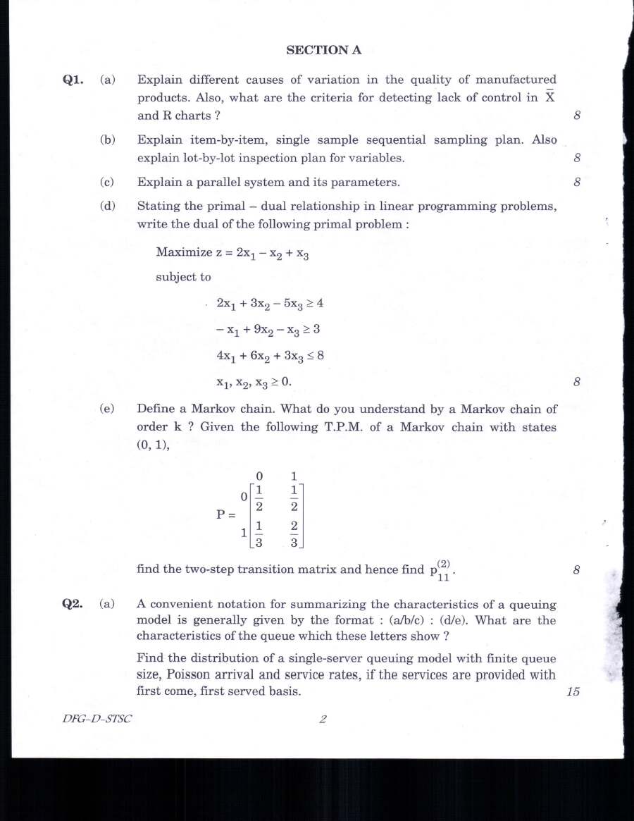 Statistics Paper II (IFS Main) 2019 — page 1 instructions scan PDF download
