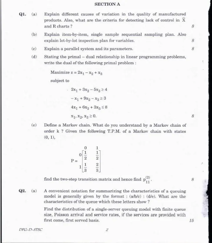 Statistics Paper II (IFS Main) 2019 — page 1 instructions scan PDF download