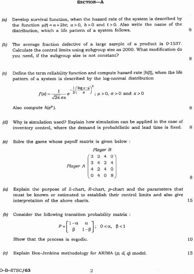 IFS Statistics Paper II 2020 (Main) – Page 1 & 2 — page 1 instructions scan PDF download