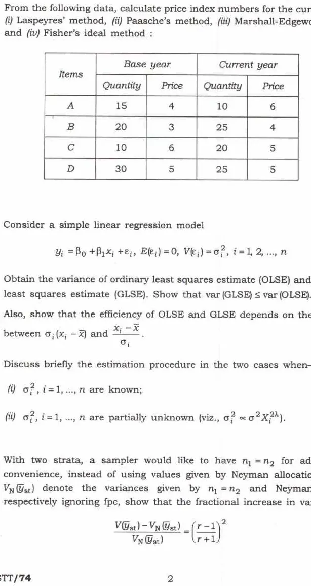 Statistics Paper-III 2023 (ISS/IES) — OCR Repair — page 1 instructions scan PDF download