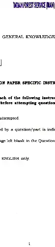 Indian Forest Service (Main) 2022 General Knowledge question paper page 1 instructions scan PDF download UPSC