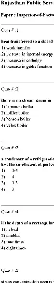 RPSC Inspector Factory & Boiler 2015 question paper page 1 instructions scan PDF download. Rajasthan Public Service Commission exam paper.