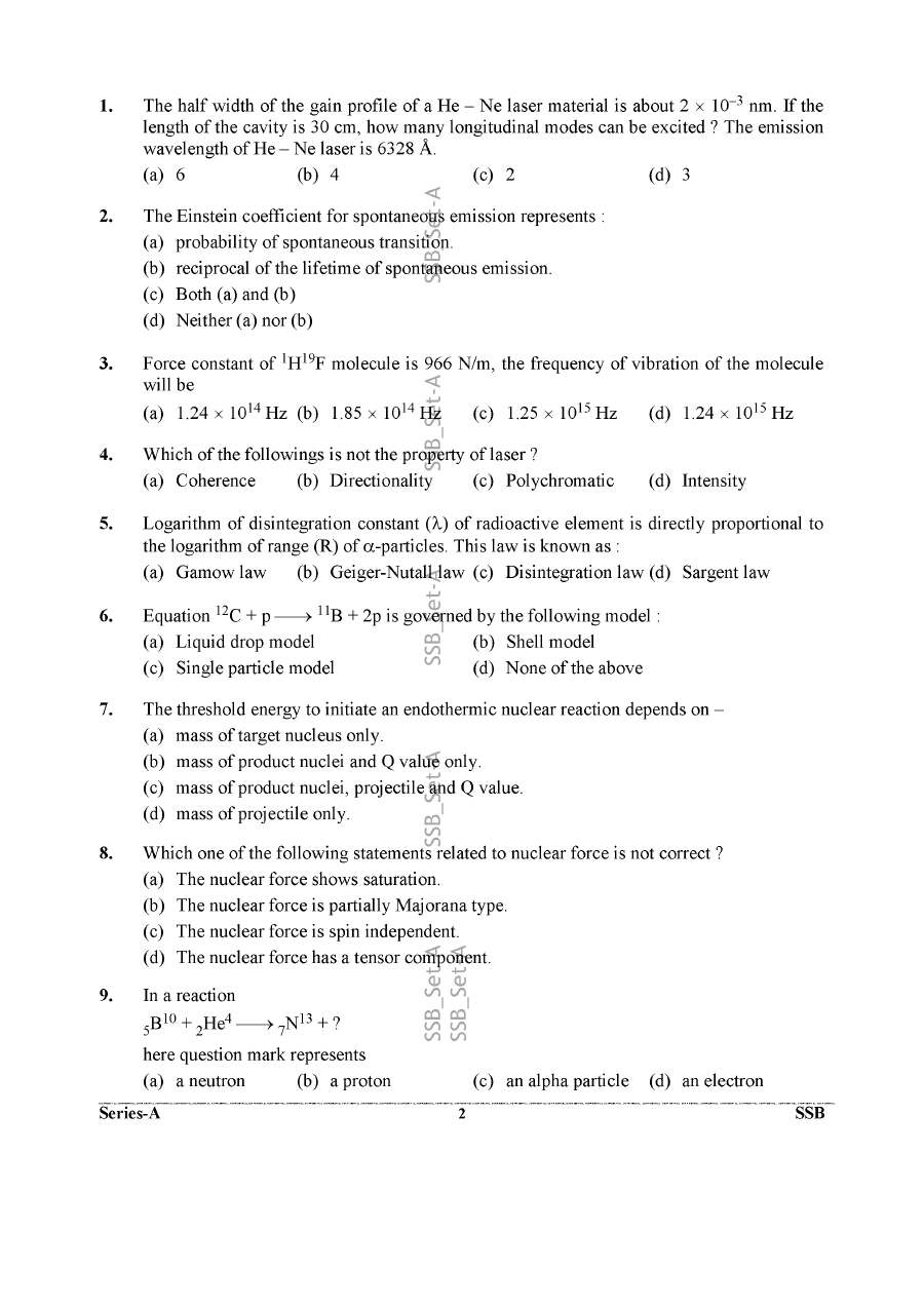 UKPSC 2024 Senior Scientific Assistant question paper page 1 instructions scan in Hindi and English.
