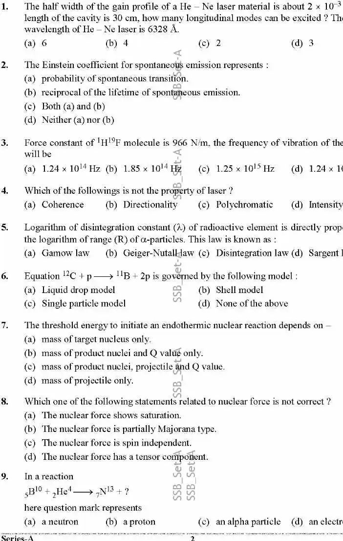 UKPSC 2024 Senior Scientific Assistant question paper page 1 instructions scan in Hindi and English.