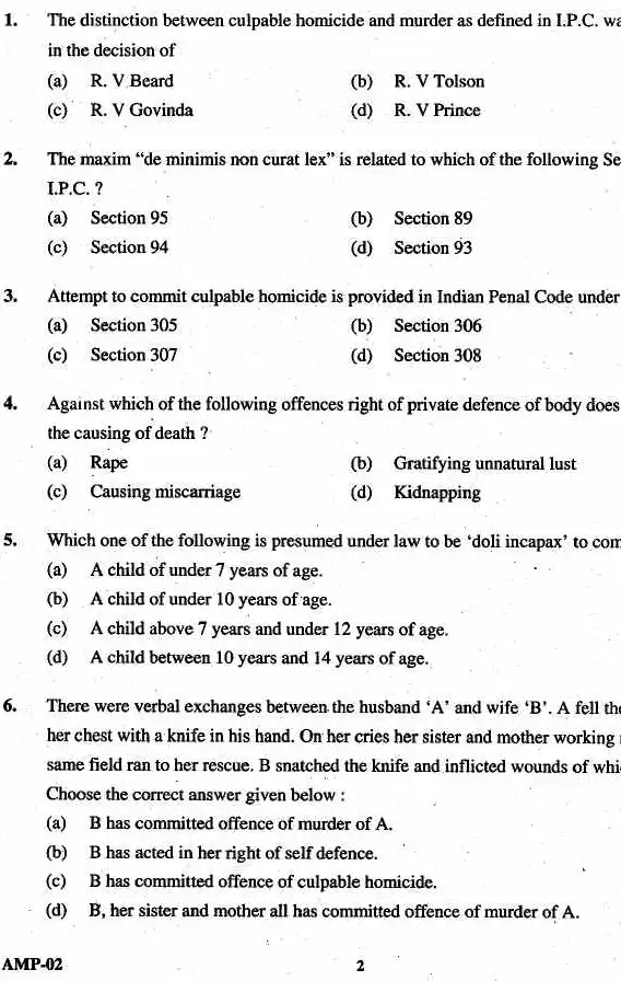 UKPSC APO Law 2009 question paper page 1 instructions scan PDF download for Assistant Prosecuting Officer exam
