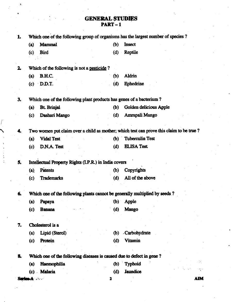 UKPSC Assistant Accountant 2012 General Studies, General Aptitude & General Hindi question paper page 1 scan, showing exam title, time, marks, and important instructions for candidates. PDF download.