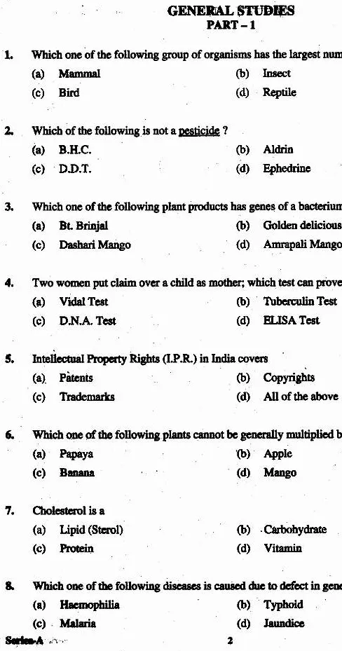 UKPSC Assistant Accountant 2012 General Studies, General Aptitude & General Hindi question paper page 1 scan, showing exam title, time, marks, and important instructions for candidates. PDF download.