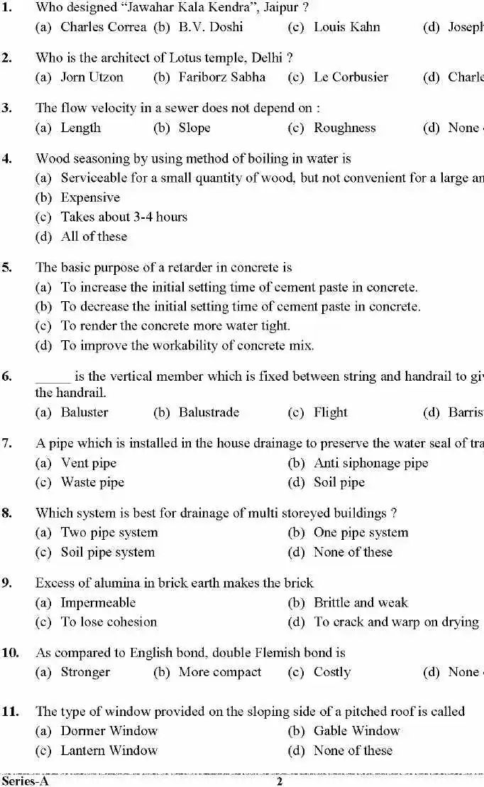 UKPSC Assistant Architect Planner and Assistant Planner Examination 2024 question paper page 1 instructions scan PDF download