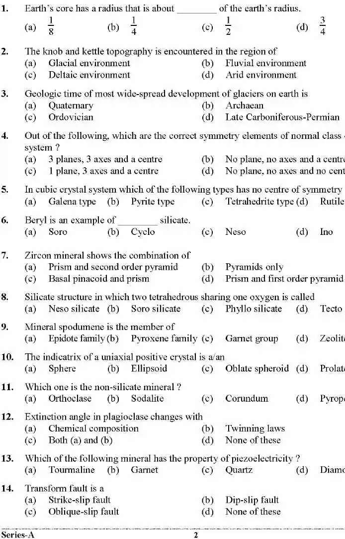 UKPSC Assistant Geologist 2022 Geology Mains question paper page 1 instructions scan PDF download
