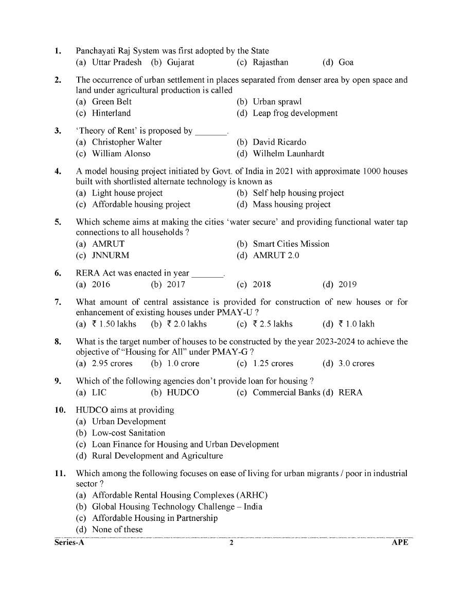 UKPSC Assistant Planner 2024 question paper page 1 instructions scan PDF download