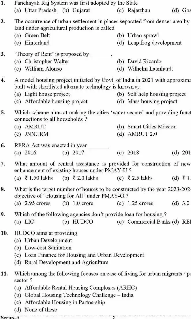 UKPSC Assistant Planner 2024 question paper page 1 instructions scan PDF download