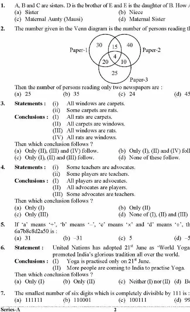 UKPSC Combined State Civil Services 2025 General Aptitude Test question paper page 1 instructions scan PDF download
